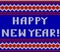 Knitted Lettering. Happy New Year. Imitation knitting fabric. Multicolor knitting - letters and ornament.