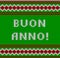 Knitted Lettering. Happy New Year. Text in italian. Imitation knitting fabric. Multicolor knitting - letters and ornament.