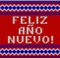 Knitted Lettering. Happy New Year. Text in Spanish. Imitation knitting fabric. Multicolor knitting - letters and ornament.