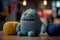 Knitted monster toy cinematic style. Funny toy