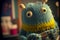 Knitted monster toy cinematic style. Funny toy