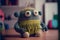 Knitted monster toy cinematic style. Funny toy