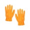 Knitted orange gloves on a white background. Vector illustration.