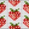 Knitted pattern with a picture of red strawberries