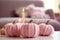 Knitted pink pumpkin seasonal autumn or Halloween decoration