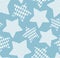Knitted stars, seamless pattern, blue, monochrome, vector