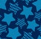 Knitted stars, seamless pattern, blue, vector