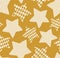 Knitted stars, seamless pattern, gold, monochrome, vector