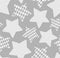 Knitted stars, seamless pattern, gray, monochrome, vector.