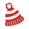 Knitted striped winter hat, design element