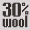 Knitted Text. 30% wool. In black and white colors. Vector illustration.