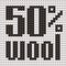 Knitted Text. 50% wool. In black and white colors. Vector illustration.