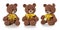 Knitted toy - brown bear on white background. Three position. Full depth of field