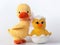 Knitted toys - young duck with a newborn yellow chick