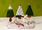knitted trees and gnomes, knitted Christmas decorations, waiting for Christmas, advent decorations, needlework