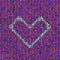 Knitted vector heart on many colorful hears background. vector illustration