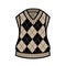 Knitted vest with ornament rhombuses for girls color variation for coloring on a white
