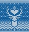 Knitted winter deer blue background