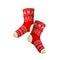 Knitted Winter Pair of Socks with Ornament as Seasonal Foot-wear Vector Illustration