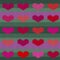 Knitted woolen seamless pattern with pink hearts on a jade background