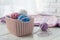 Knitten things with home organizers colored baskets with handmade accessories