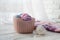 Knitten things and needlework accessories in home organizers col