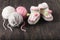 Knitting baby shoes