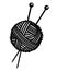 Knitting - Ball of Yarn With Needles Stuck In It. A clew and knitting needles - vector silhouette illustration for a logo or picto