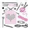 Knitting crocheting craft tool set. Hand drawn icons collection. Vector illustration.