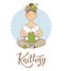 `Knitting` lettering logo for yarn store