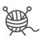 Knitting line icon, clew and sewing, yarn sign, vector graphics, a linear pattern on a white background.