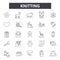 Knitting line icons, signs, vector set, outline illustration concept