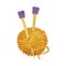 Knitting Needle or Knitting Pin with Wool as Needlework Vector Illustration