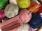 Knitting needles and yarn in the basket for needlework