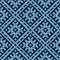 Knitting ornate seamless pattern in dark and light blue hues