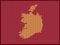 Knitting pattern map of Country Ireland Isolated on Red Background - vector