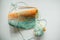Knitting a scarf with colorful melange threads