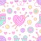 Knitting, sewing seamless pattern. Cute vector flat line illustration of hand made equipment knitting needle, bottons