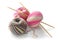 Knitting sock yarn balls with noodles