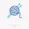 Knitting thin line icon: tangle and spokes