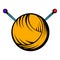 Knitting thread and needles icon, icon cartoon