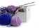 Knitting tools with wool thread balls