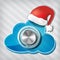 Knob on transparency cloud with santa claus hat