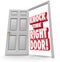 Knock the Right Door 3d Words Find Search Best Customers Solution