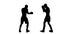 Knockout boxer. Black silhouette on a white background