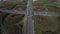 Knooppunt Hoevelaken in the shape of a clover aerial drone view. Intersection of the A28 and A1 highway The Netherlands.