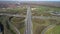 Knooppunt Hoevelaken in the shape of a clover aerial drone view. Intersection of the A28 and A1 highway The Netherlands.