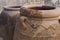 Knossos, Crete - October 15 2018: detail of jars stored in the palace magazine