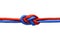 Knot on a cord on a white background
