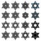 Knoted Israel David stars collection. Vector